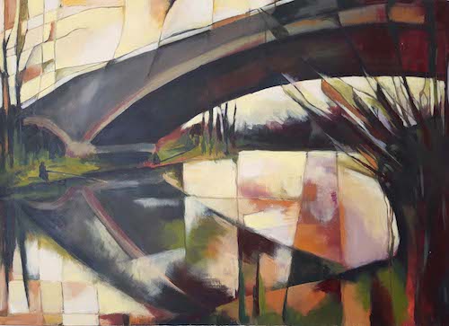 Železniční most, 130 x 100 cm, akryl